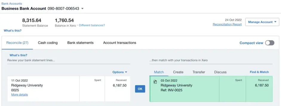 Bank reconciliation