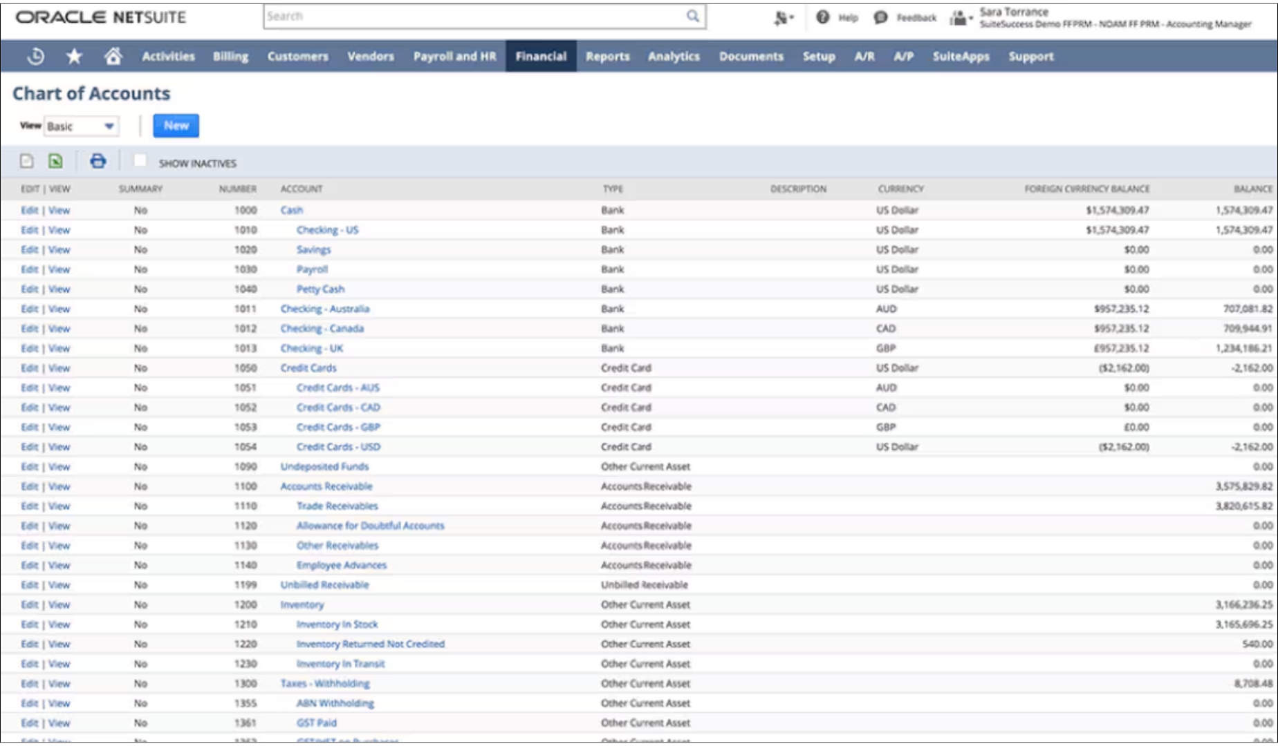 Chart of Accounts in NetSuite