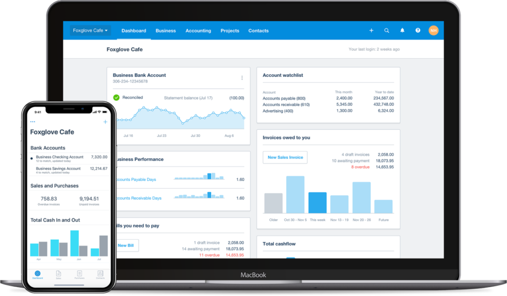 Dekstop and mobile version of Xero