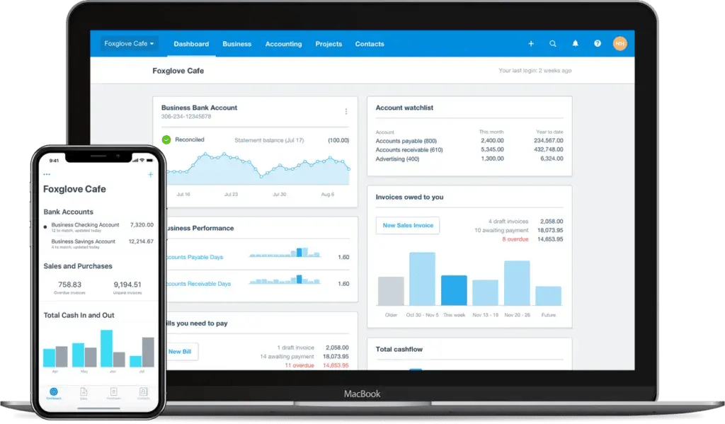 Dekstop and mobile version of Xero