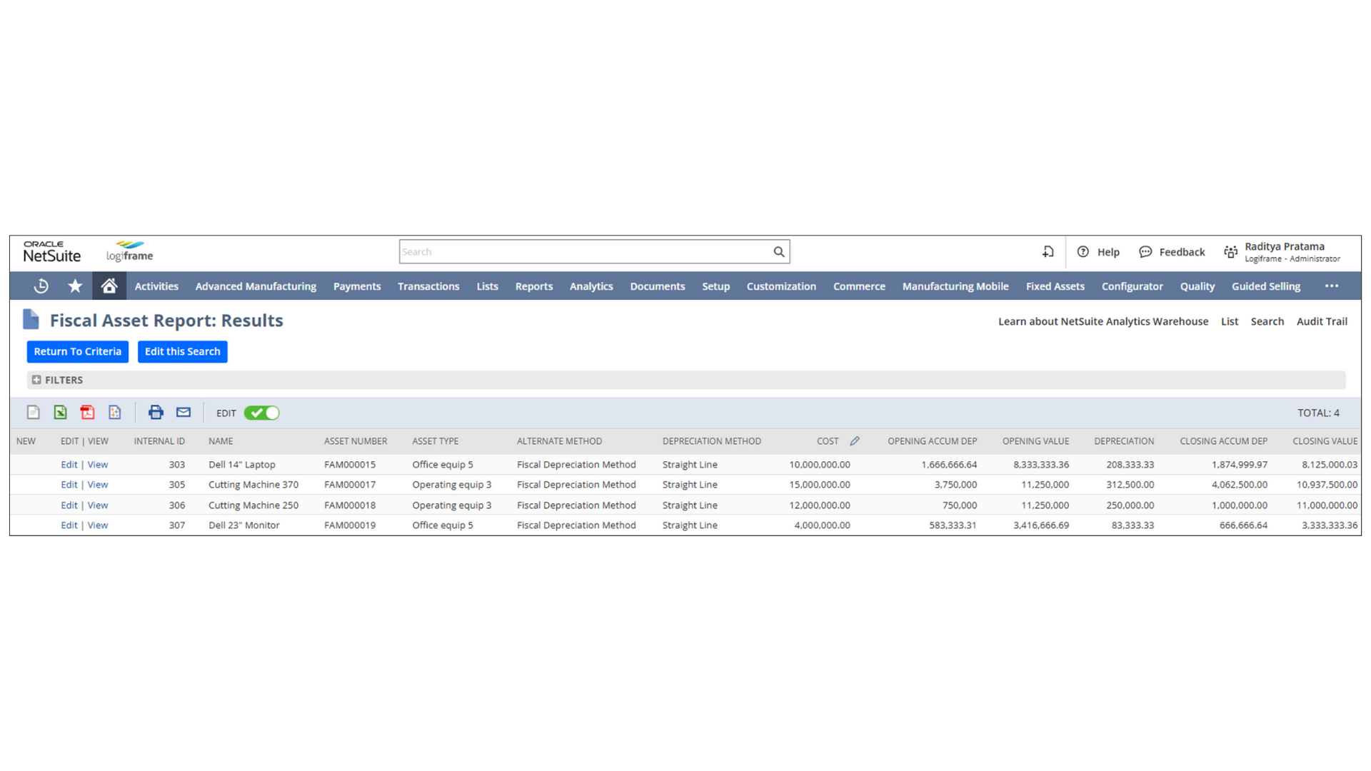 Fiscal Depreciation in NetSuite