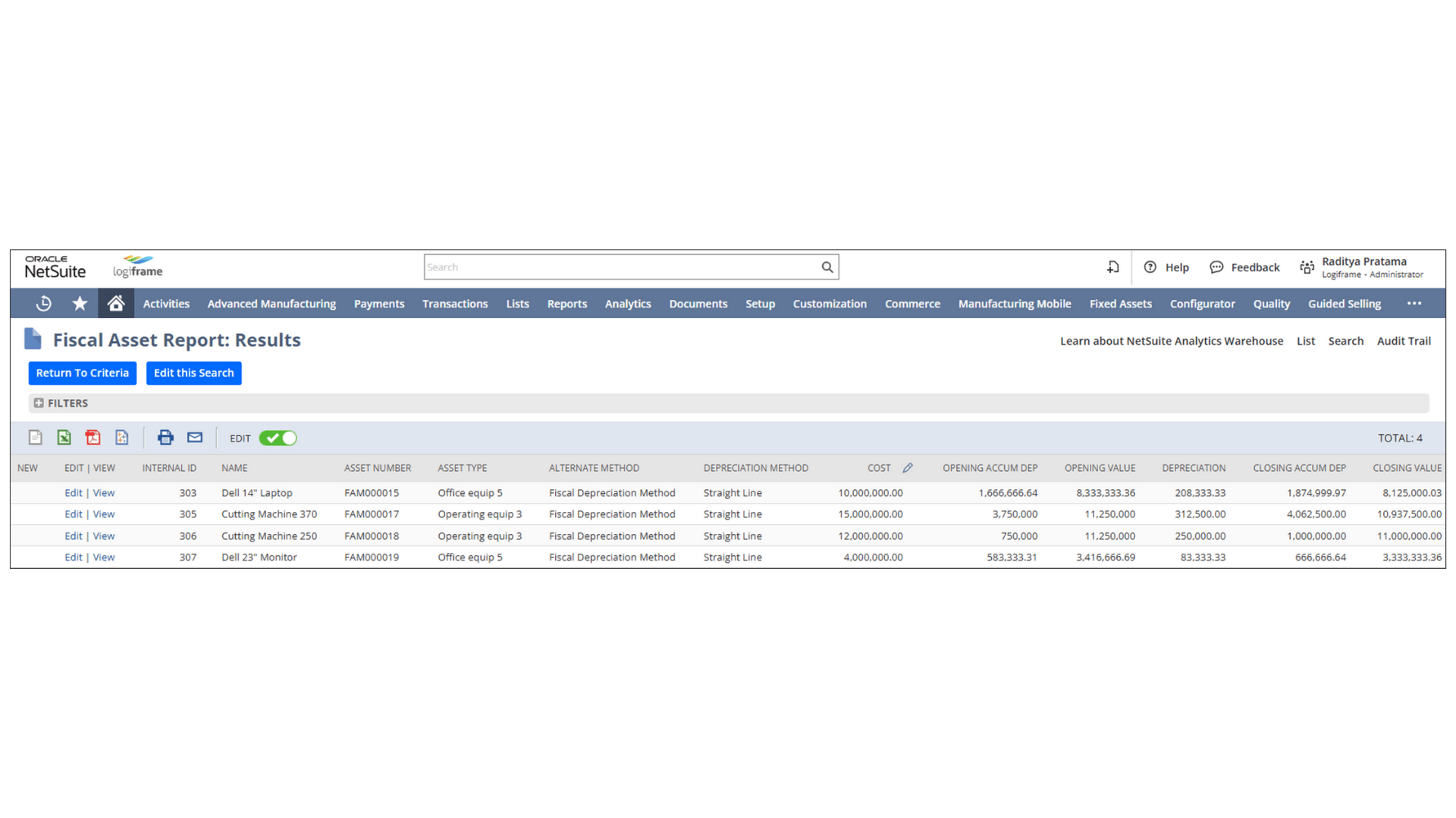 Fiscal Depreciation in NetSuite