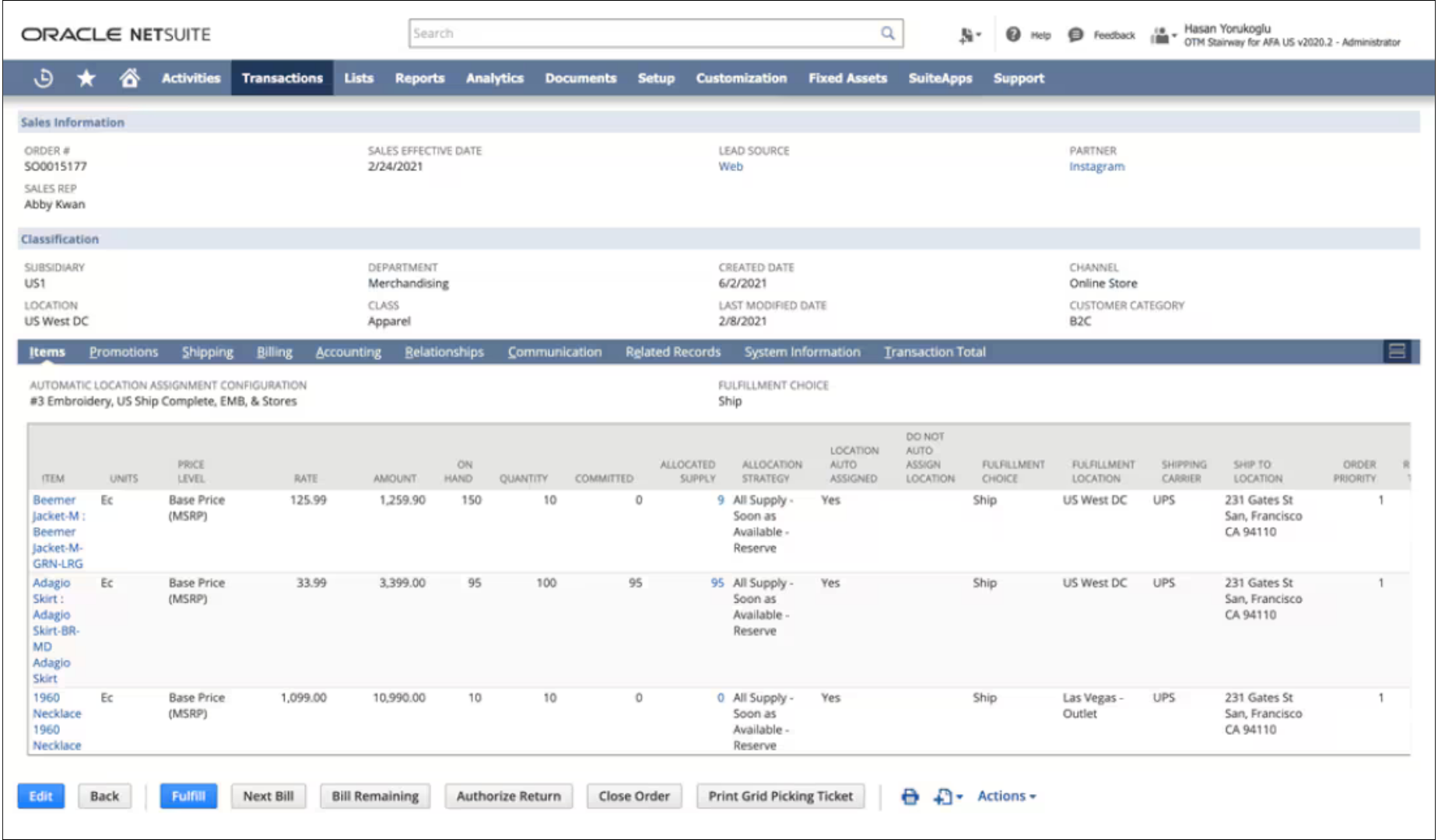 Multichannel Order