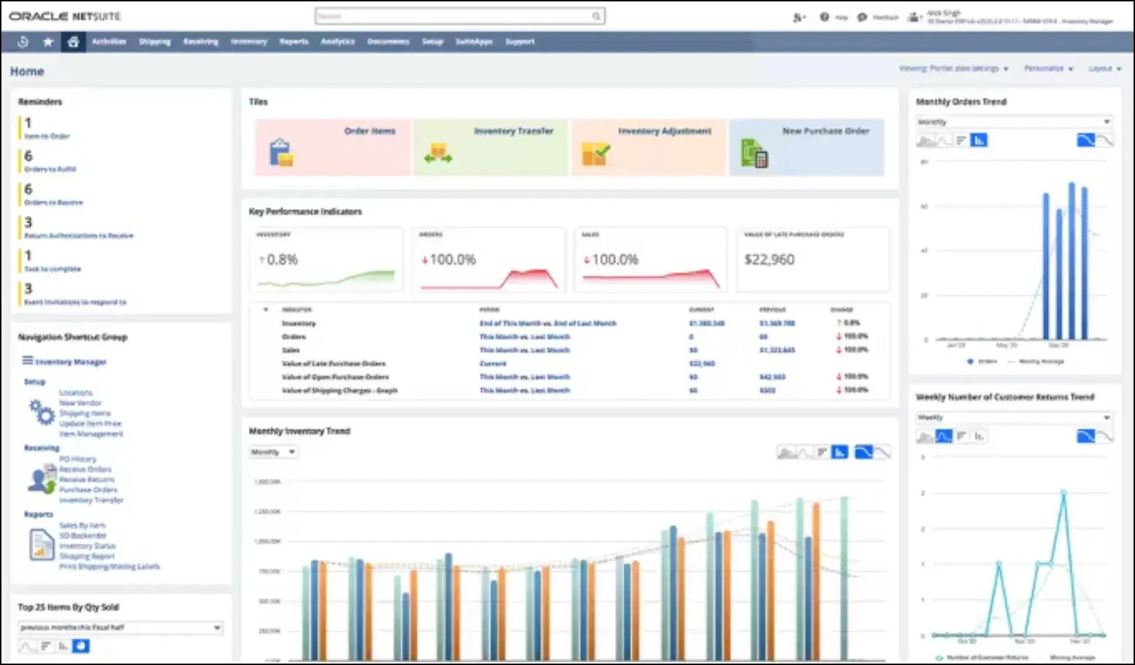 NetSuite ERP Features - Inventory Management