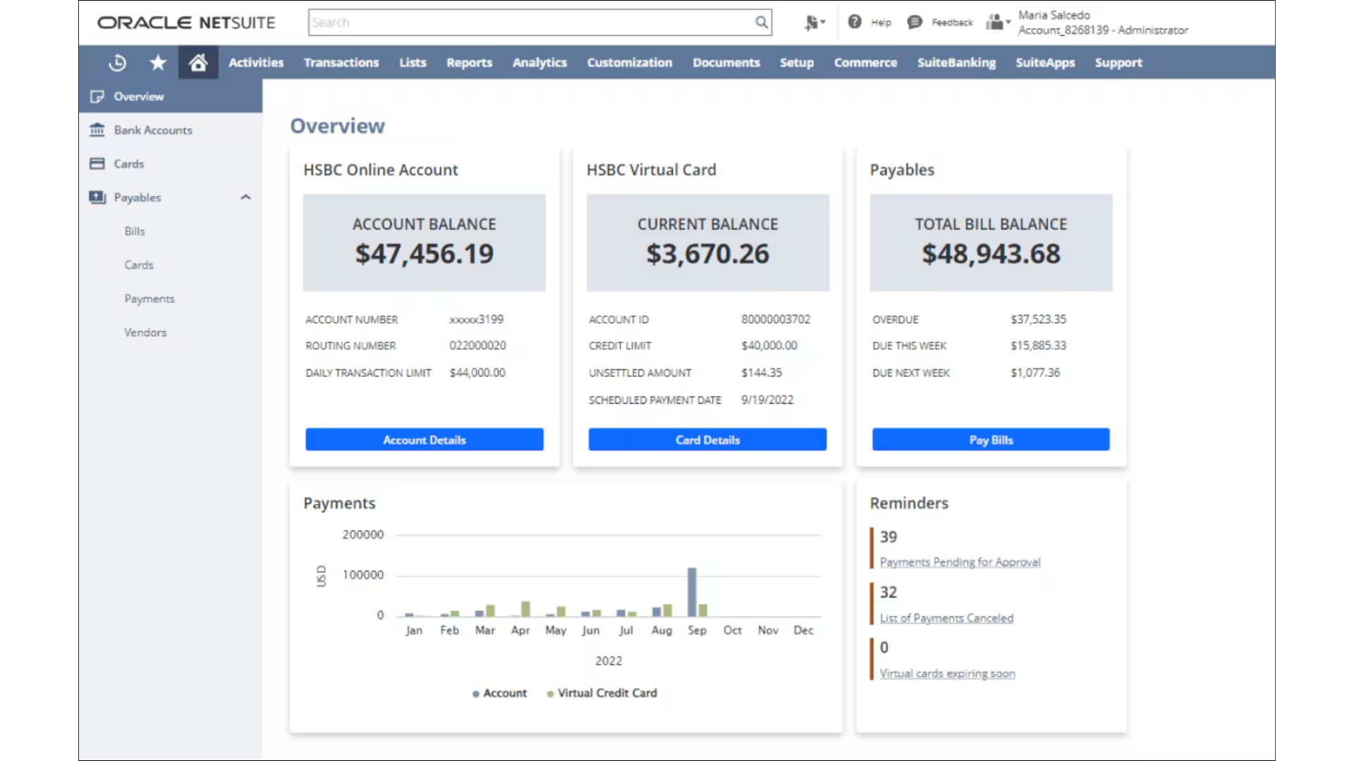 Payment dashboard