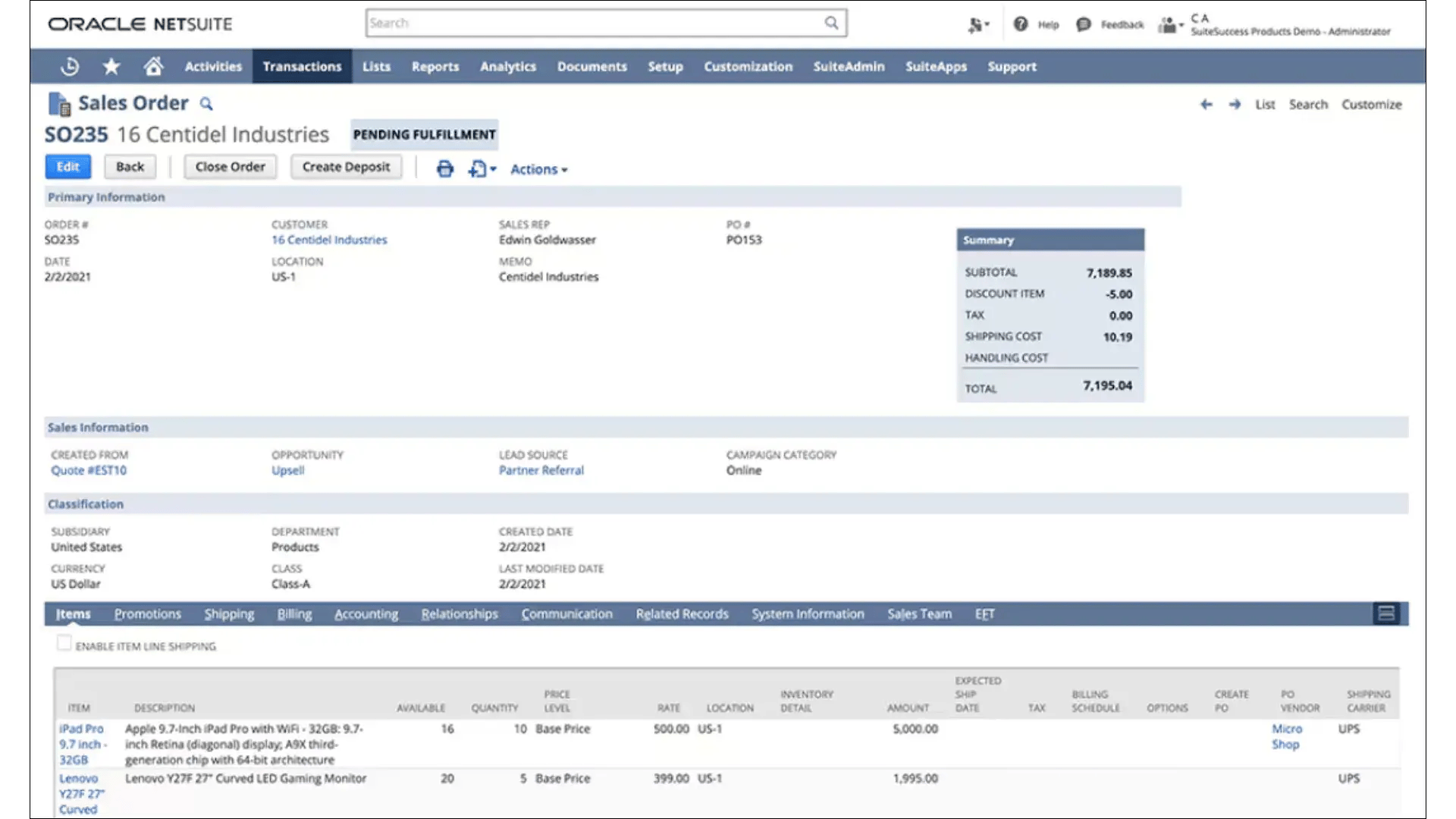 Sales Order Management in NetSuite