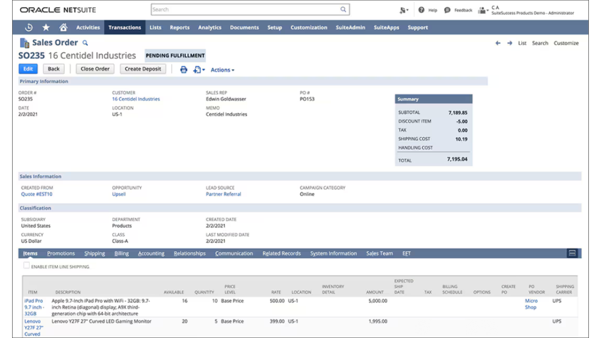 Sales Order Management