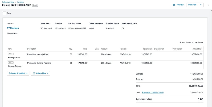 Tampilan Fitur Tax Rate di Xero