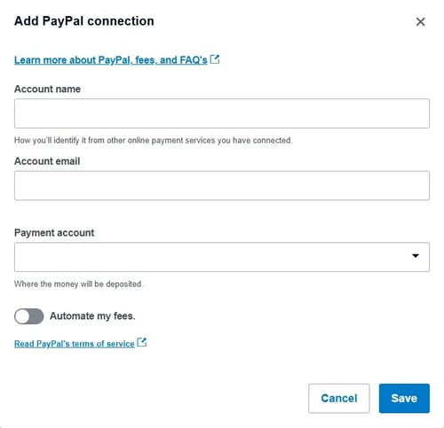 Tampilan Integrasi PayPal dengan Xero