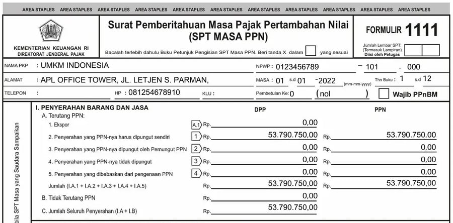 Tampilan SPT Masa PPN