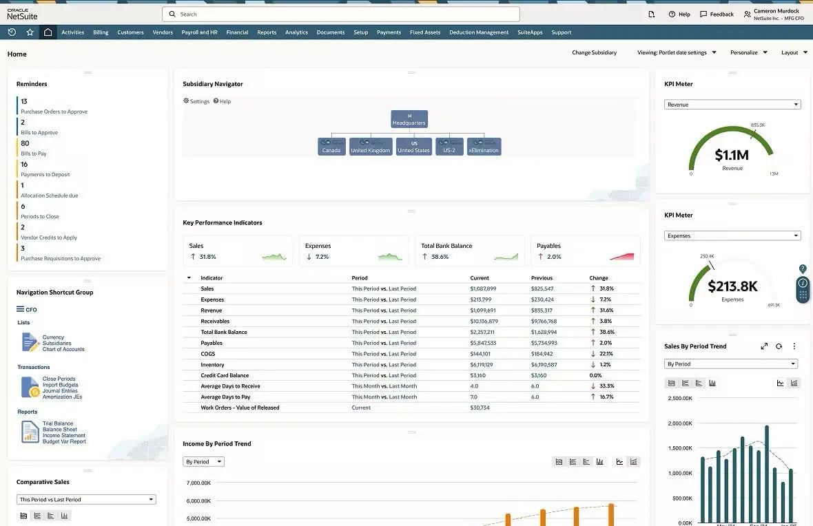 NetSuite Dashboard