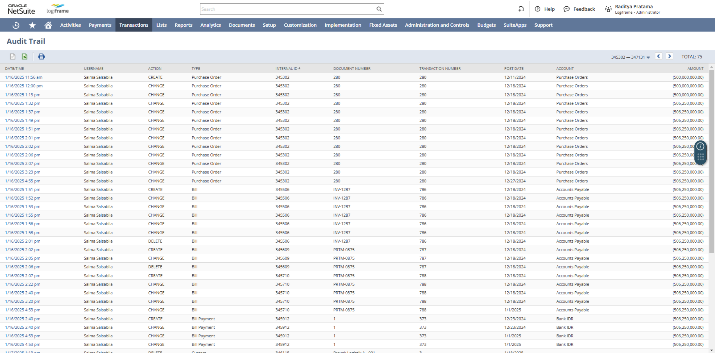 Audit Trail in NetSuite