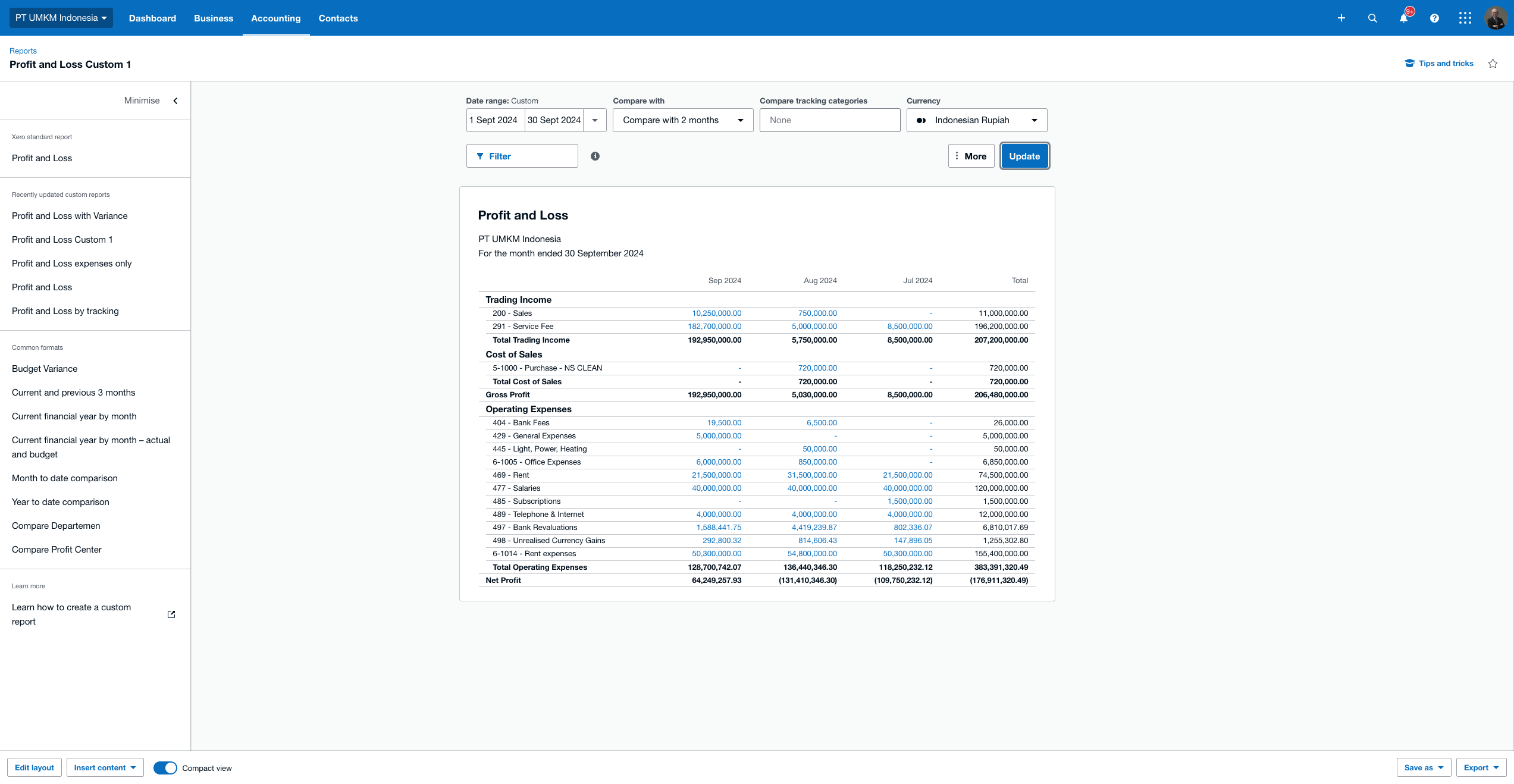 Automated Financial Statements in Xero