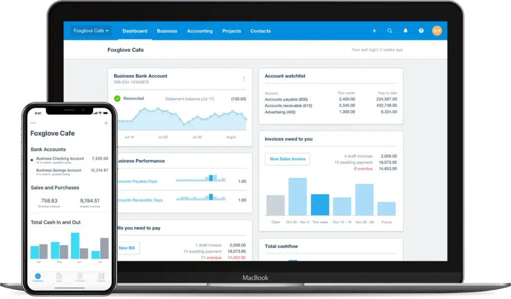 Dekstop and mobile version of Xero