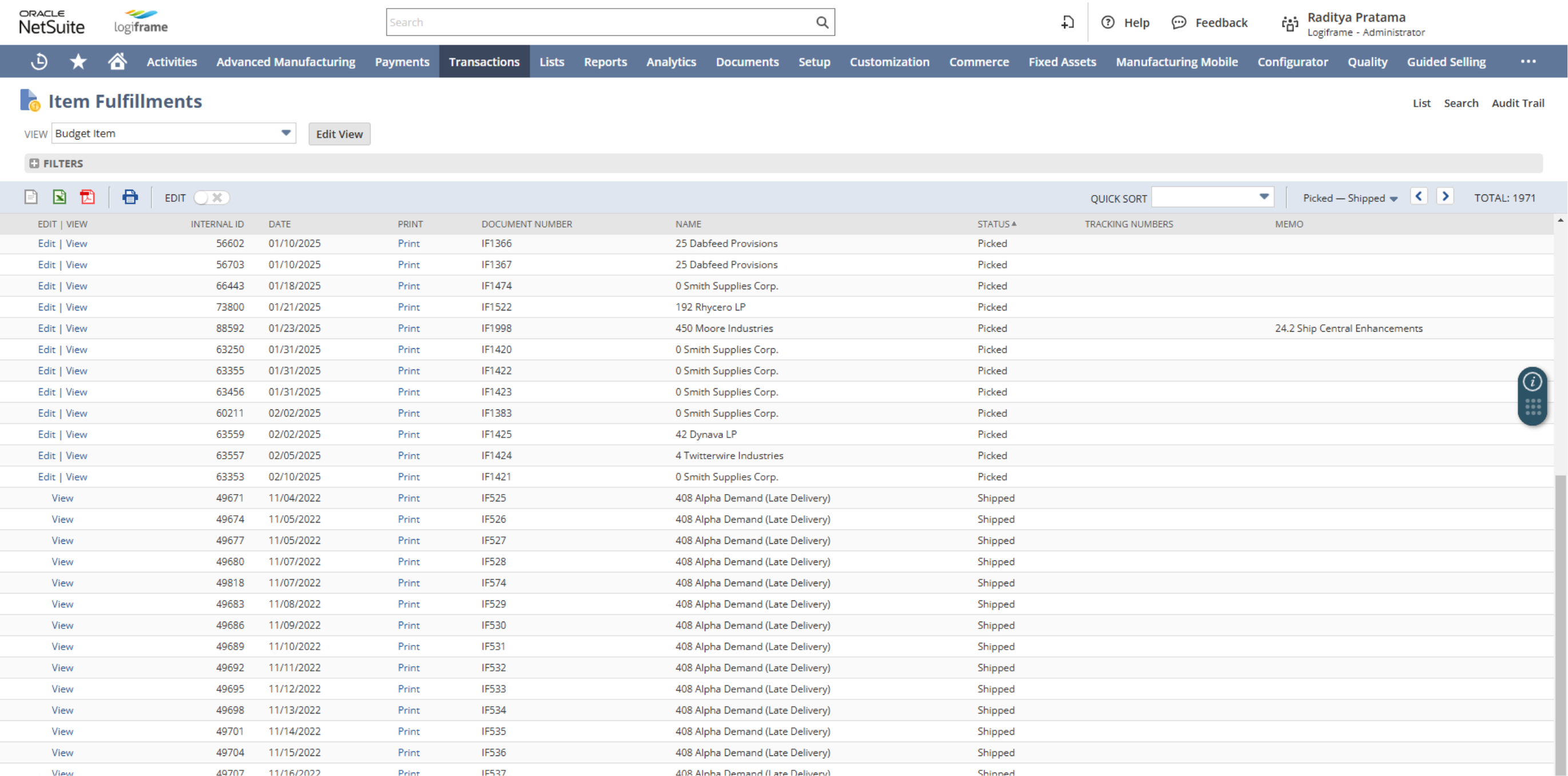 Inventory Warehouse - Item Fulfillment in NetSuite