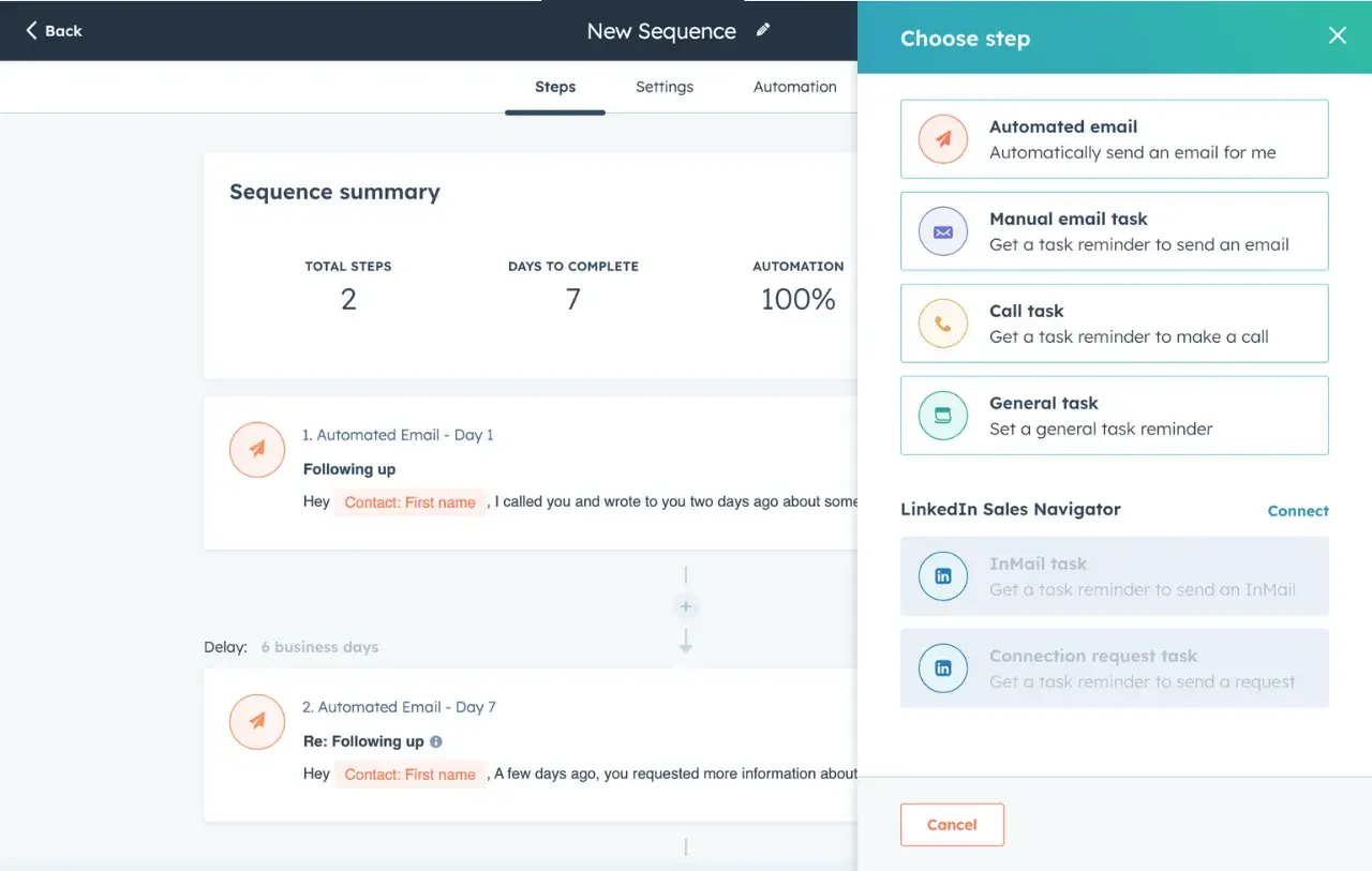 Sales Hub Automate Follow Up in Hubspot