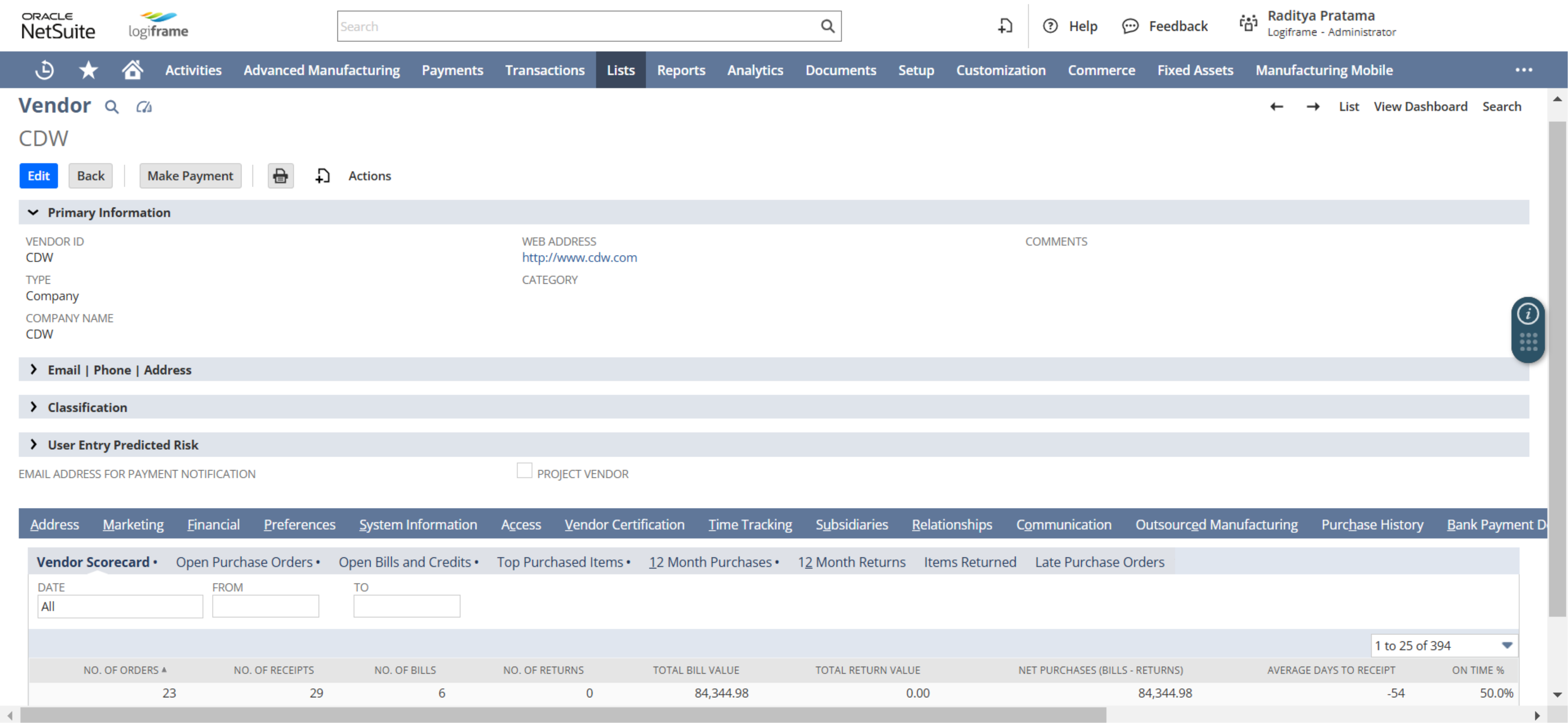 Supply Chain Management - Procurement Management in NetSuite