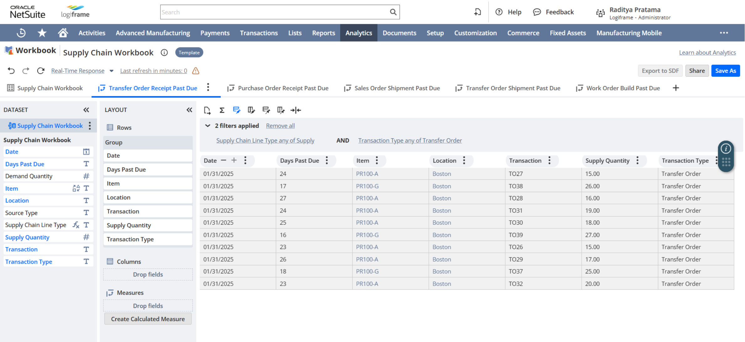 Supply Chain Management - Report in NetSuite