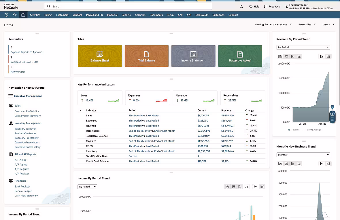 NetSuite Dashboard
